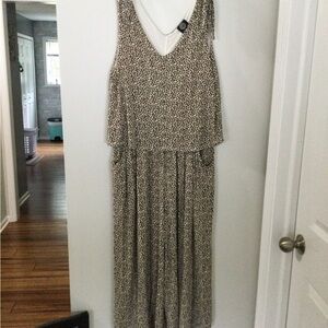 Bobeau Leopard Print Cropped Jumpsuit